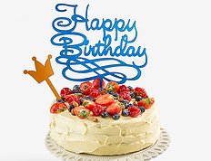 торт "Happy Birthday" - blue topper style